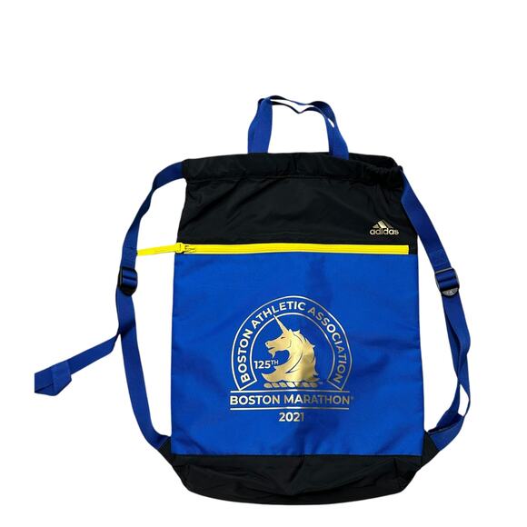 Adidas Boston Marathon 2021 Amplifier Sackpack Blue Black Colorblock Running - Picture 2 of 9